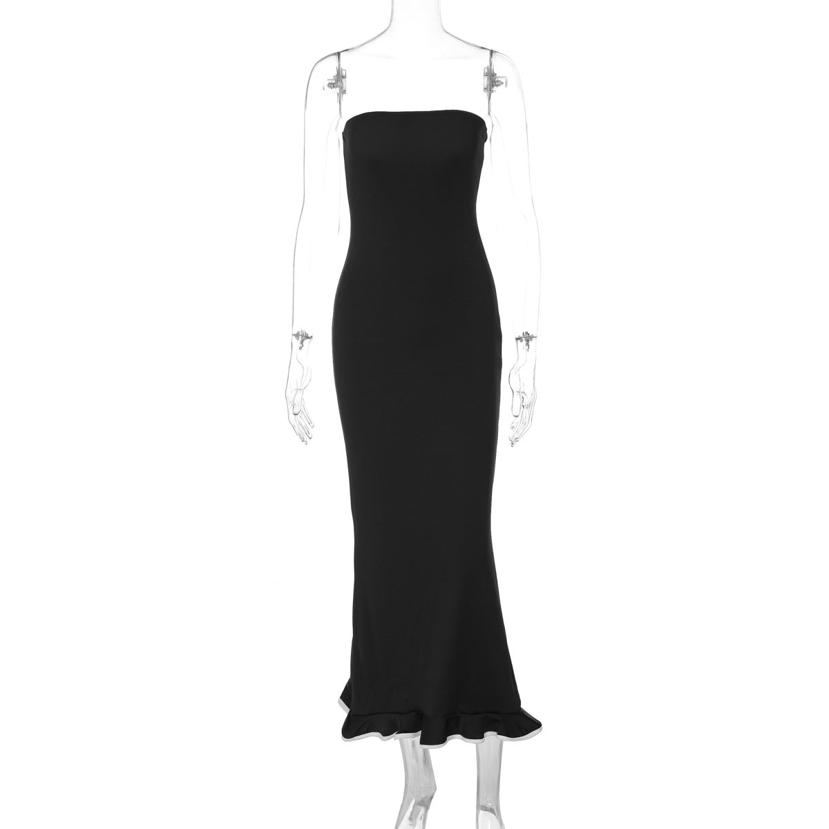 Hot Selling Solid Color New Sexy Tube Top Big Wave Dress Women