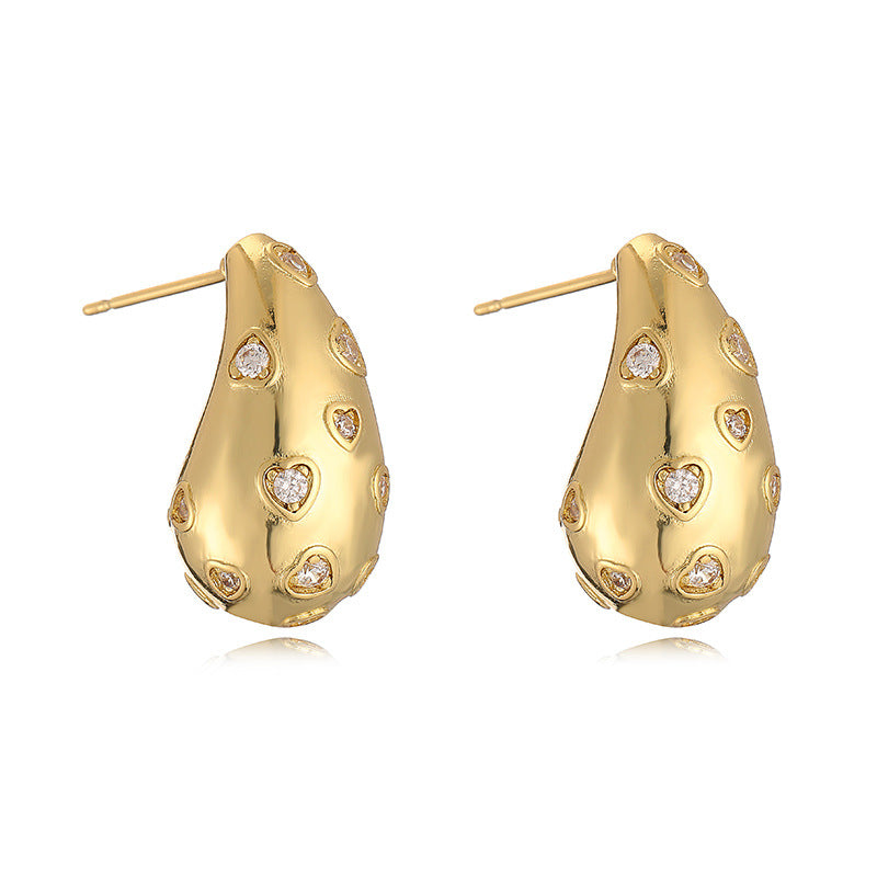 Love Star Full Zirconium Water Drop-shaped Earrings