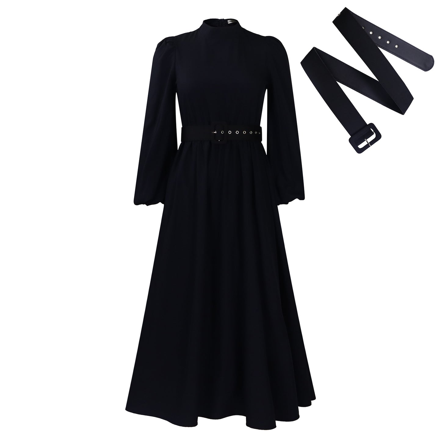 Women's Half Turtleneck 34 Sleeve Waist Dress