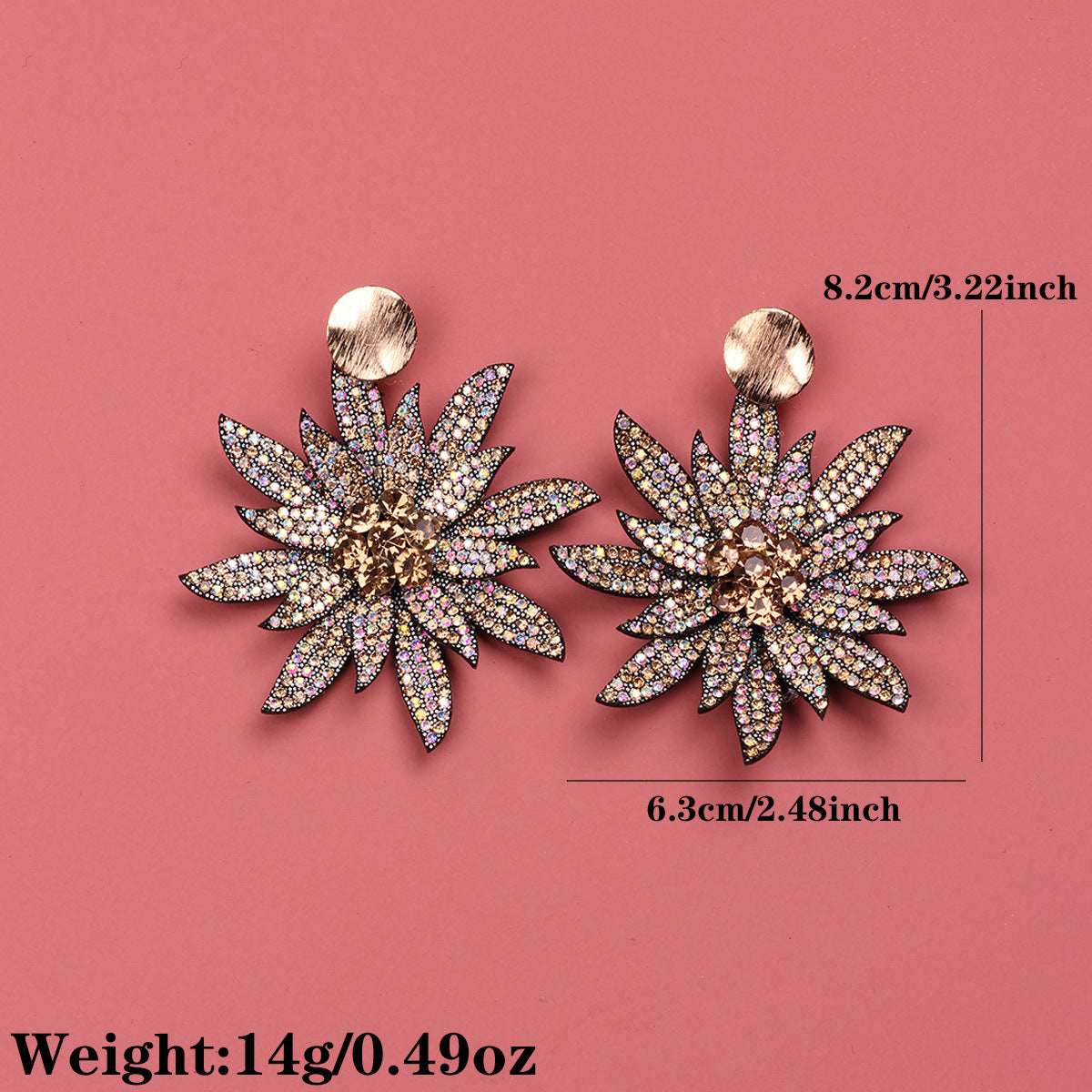 Vintage Fashion Full Rhinestone-encrusted Flower Earrings