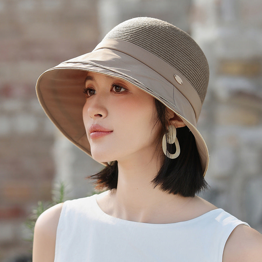 Bucket Hat Women's Stitching Sun Hat Sun-proof And Breathable Bucket Hat Fashion Leisure Artistic Simple