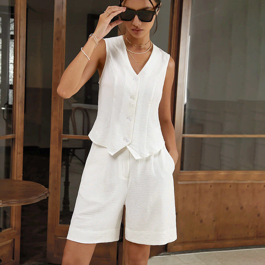 Sleeveless Vest Short Shorts Two-piece Set