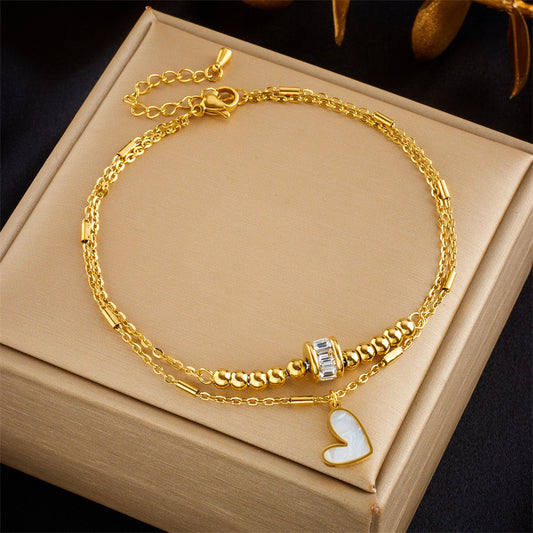 Fashion Jewelry Multi-layer Twin Love Pendant Parts Chain Anklet