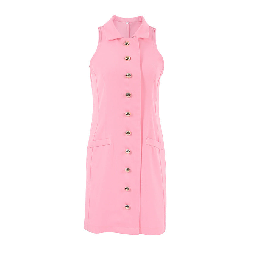 Pink Business Suit And Dress Women's Lapel Sheath