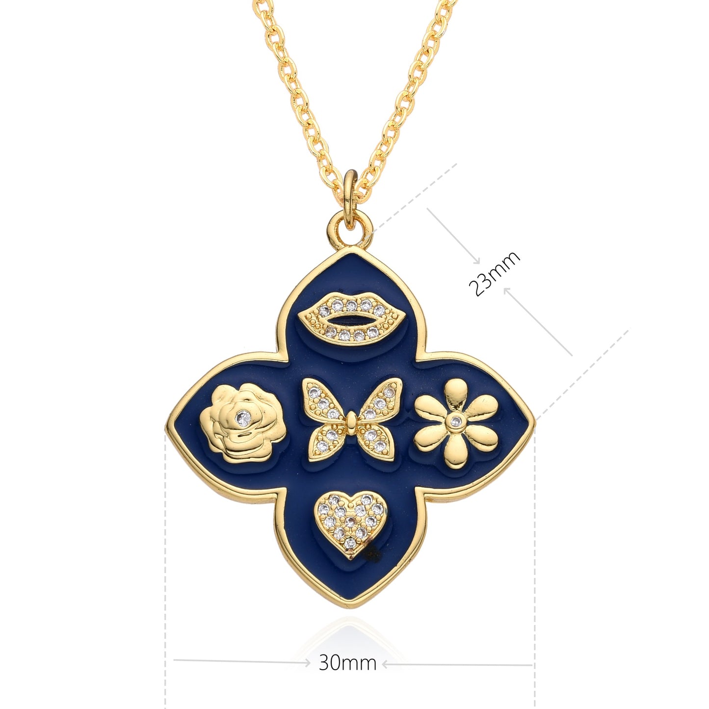 Flower Ornament Fashion Trend Micro-inlaid Drip Necklace