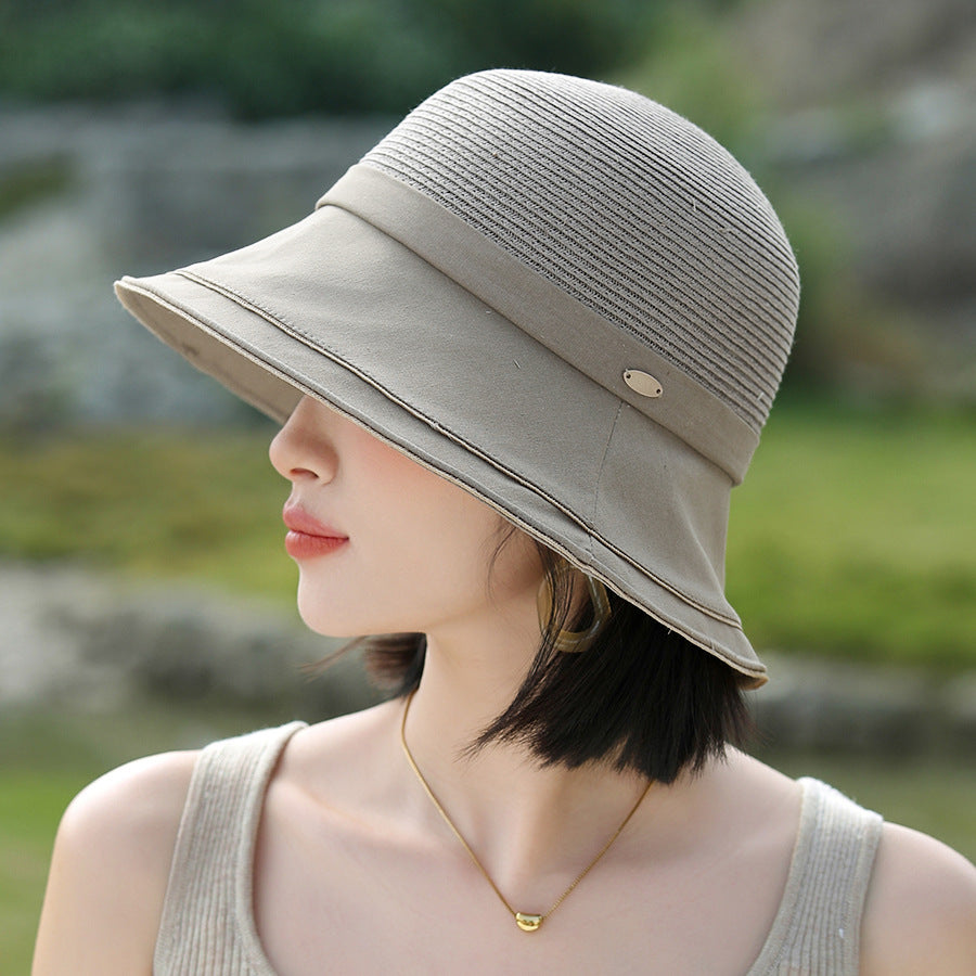 Bucket Hat Women's Stitching Sun Hat Sun-proof And Breathable Bucket Hat Fashion Leisure Artistic Simple