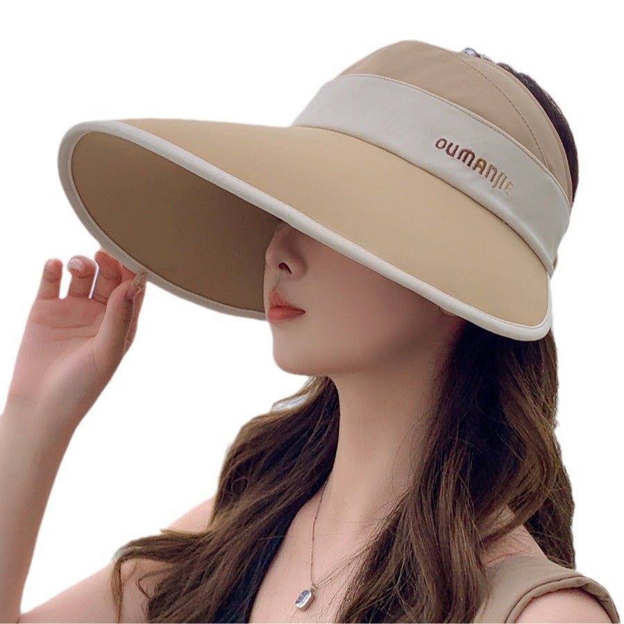 Cloud Sense Ice Silk Widened Brim Face Cover Sun-proof Topless Hat