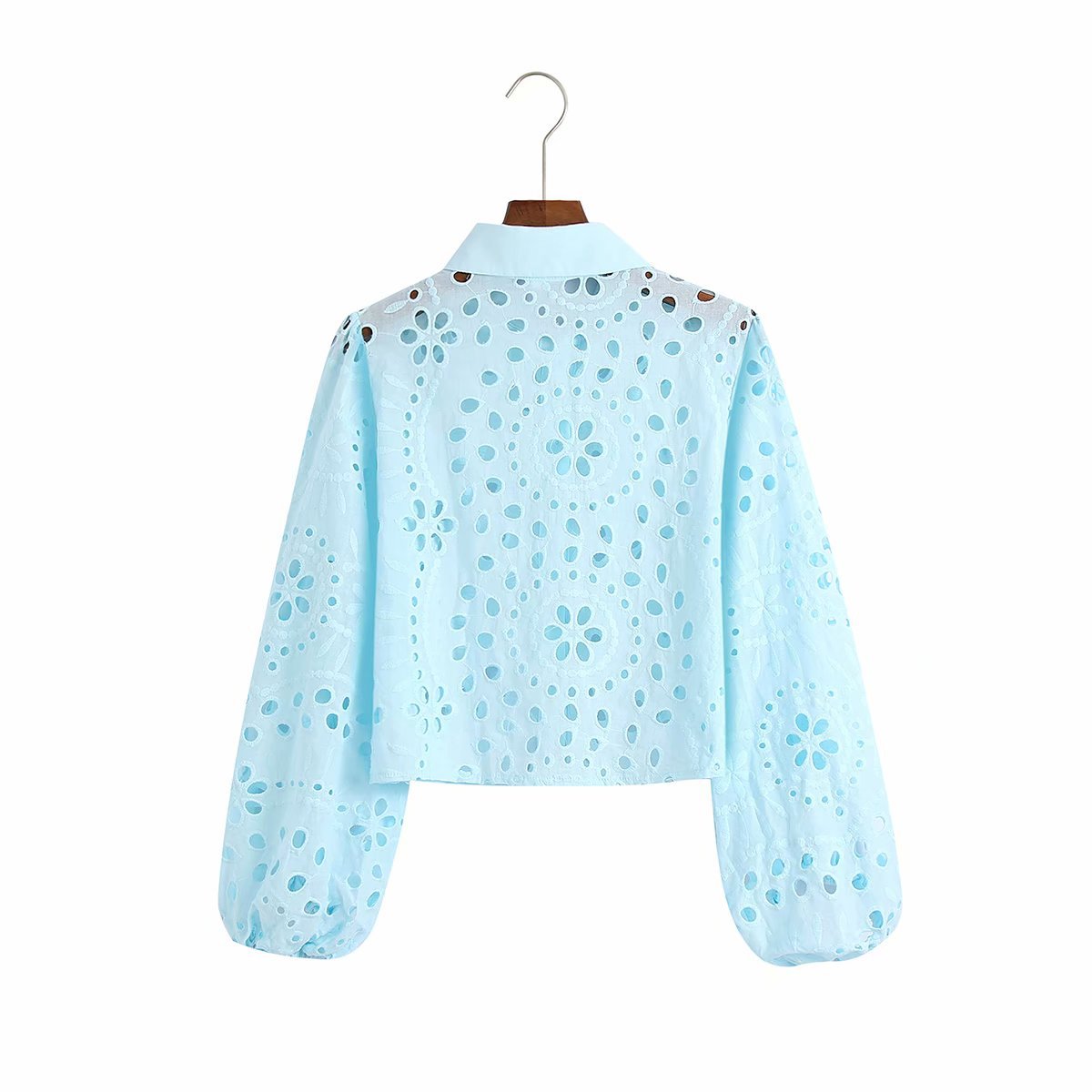 Women's Long-sleeved Hollow Embroidered Shirt