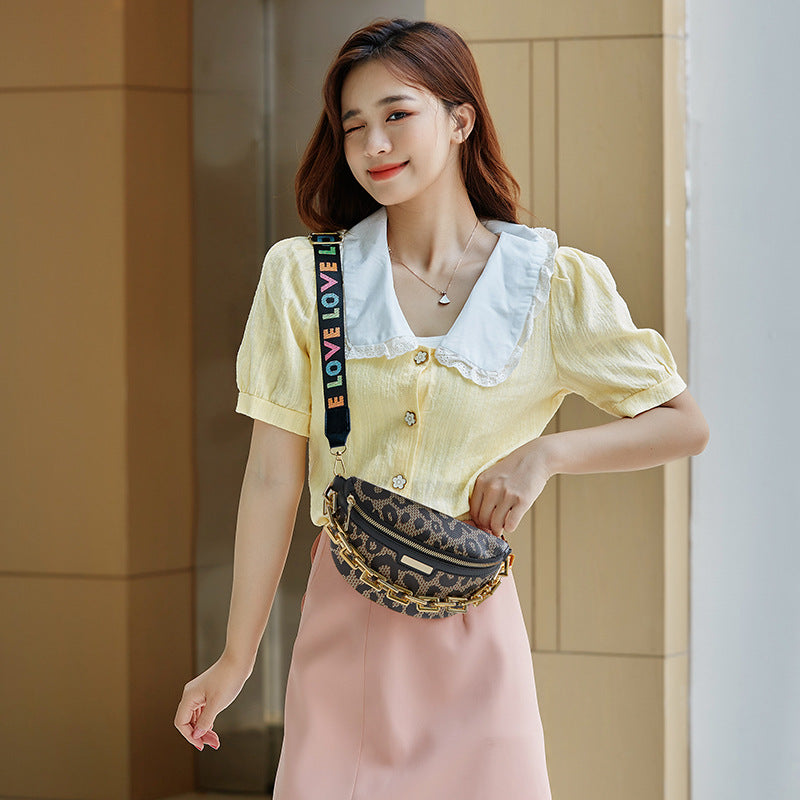 Sac de poitrine tendance pour femme, sac à bandoulière, sac banane imprimé léopard