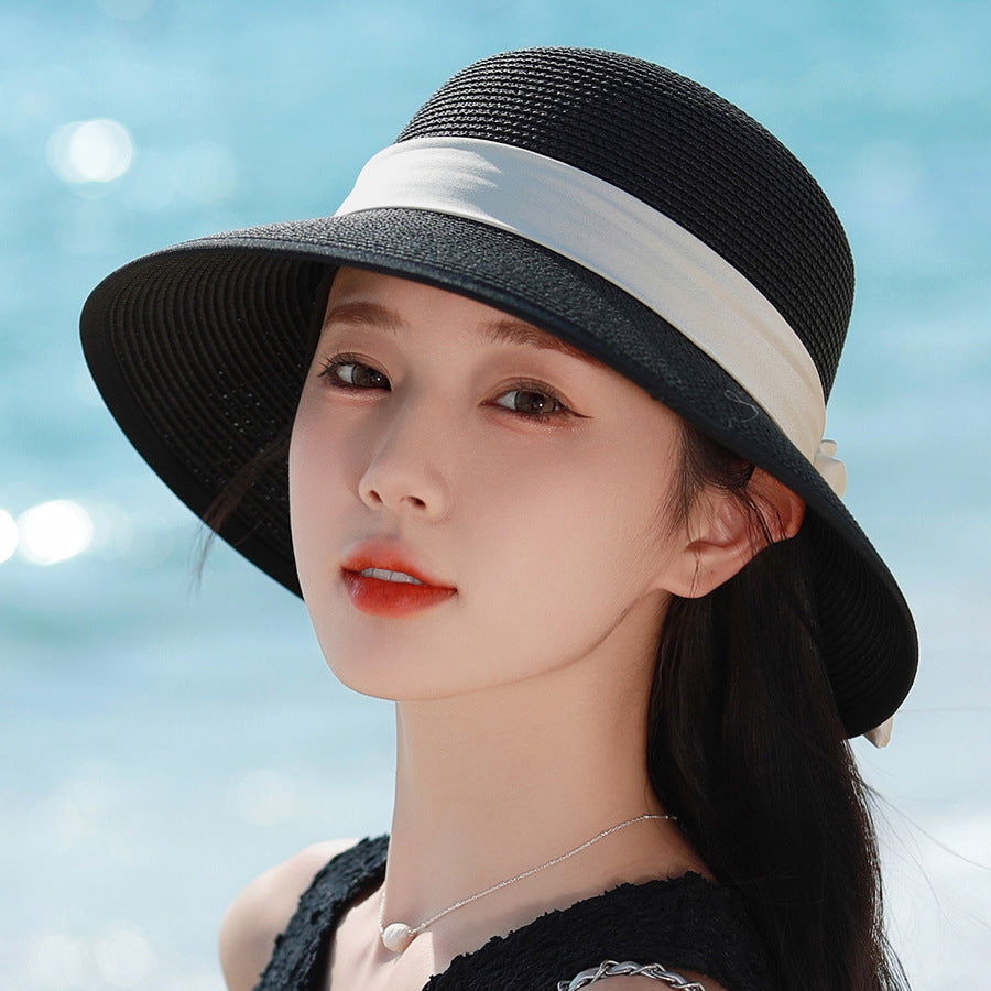 Elegant Straw Hat Summer New Big Brim Sun-proof Sun Protection UV Protection