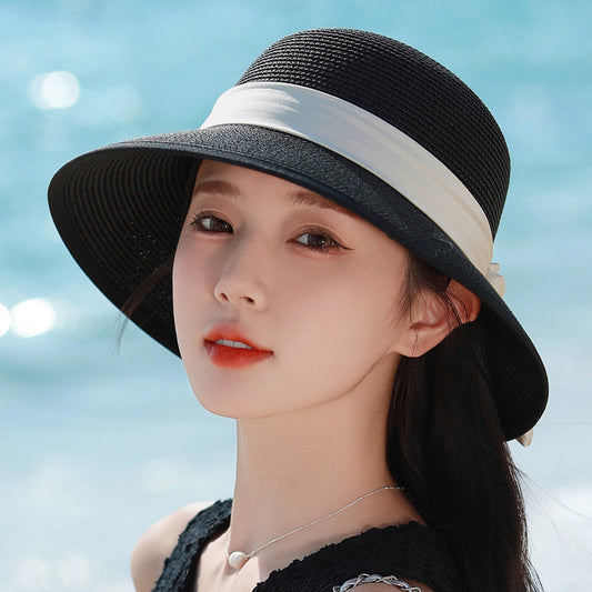 Elegant Straw Hat Summer New Big Brim Sun-proof Sun Protection UV Protection