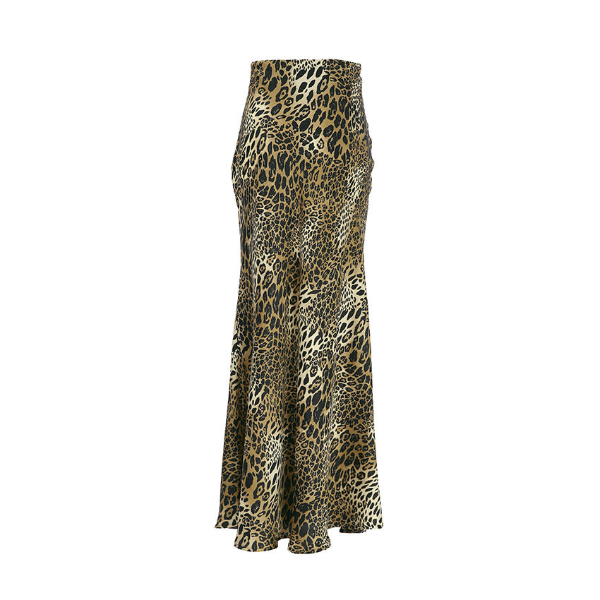 Sexy Leopard Print Tight Waist Draping Fishtail Skirt