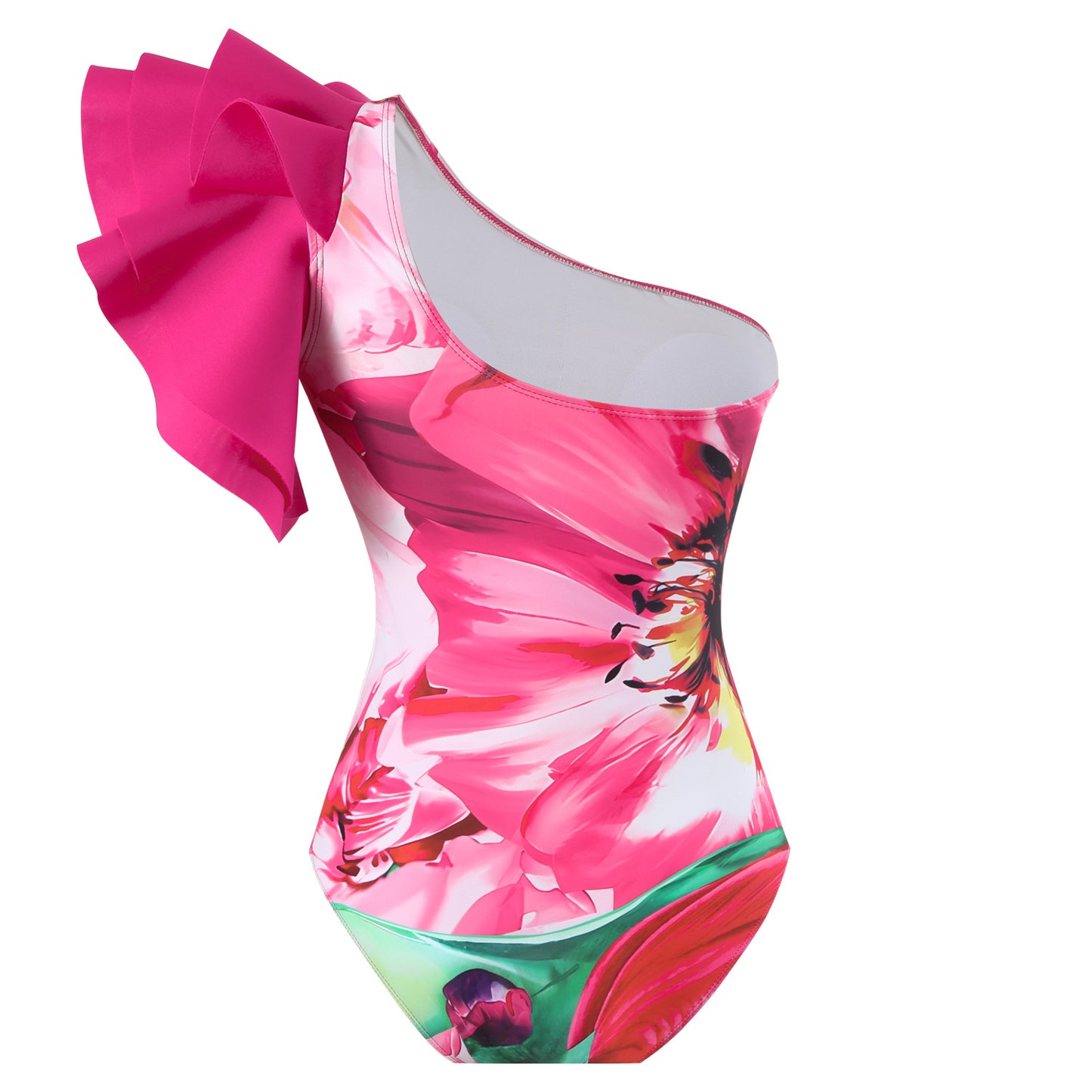 Fashion Design One-piece Swimsuit Flower Printing