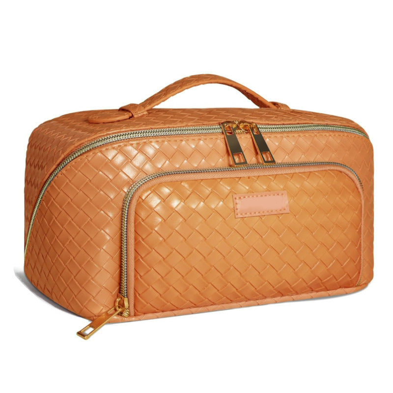 Woven PU Cosmetic Portable Portable Toiletry Bag