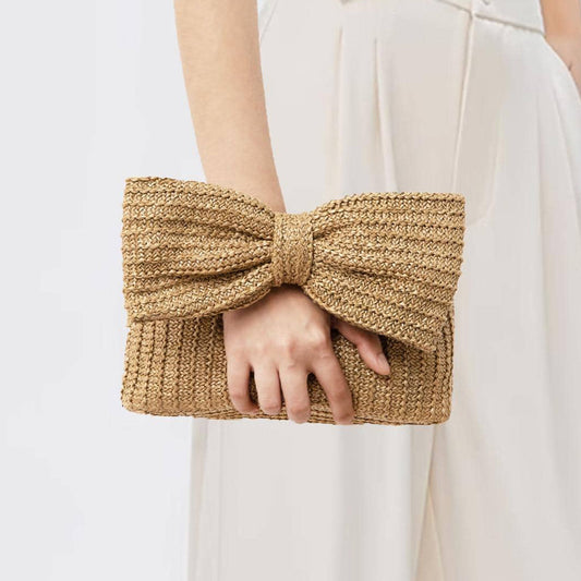 Women's Fashion Personalized New Bow Straw Handbag