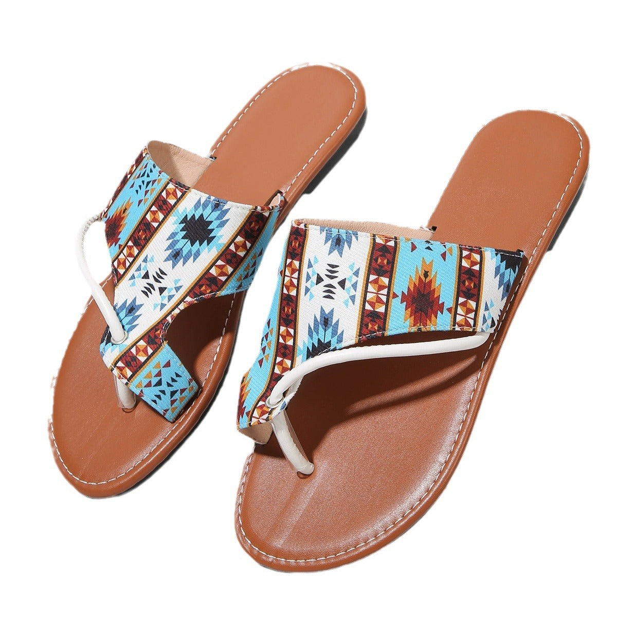 Breathable Printed Toe Covering Roman Style Sandals