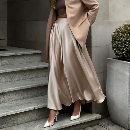 Women's Fashion Graceful Satin Satin Long Skirt