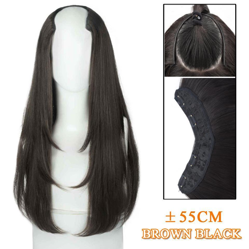 V-shaped Layered Mid-length Hair Inner Buckle Natural One-piece Seamless Invisible Wig Set