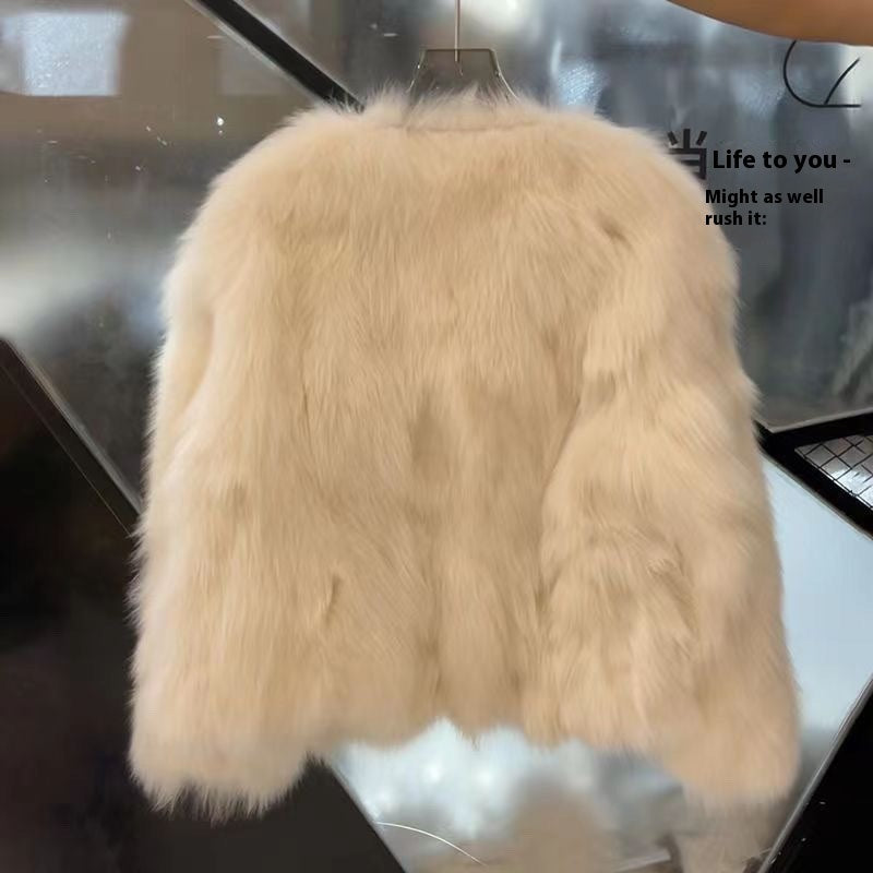 Autumn And Winter New Short Thickened Environmental Protection Faux Fox Fur High-end Tops Coat For Women