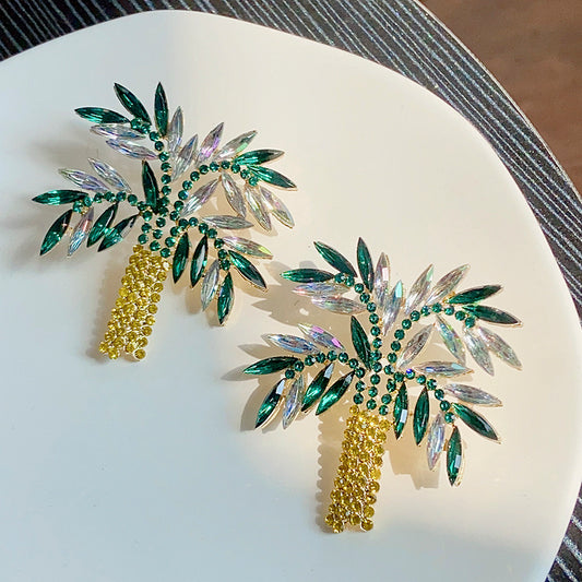 Leaf Earrings Exaggerated Palm Tree Earrings Atmospheric Coconut Tree Earrings