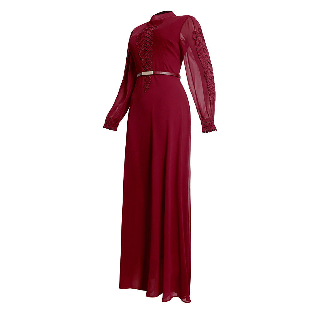 Plus Size Long Sleeve Big Hem Chiffon Dress