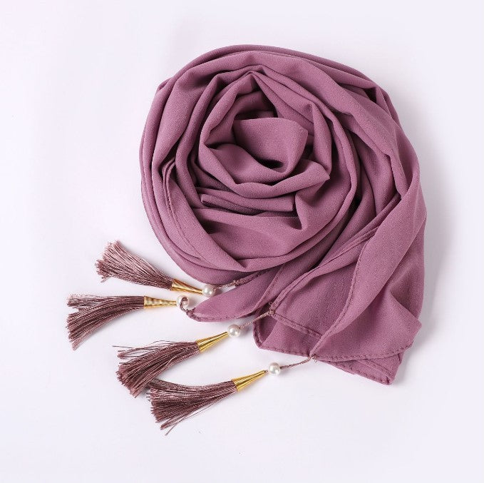 Scarf With Tassel At Four Corners