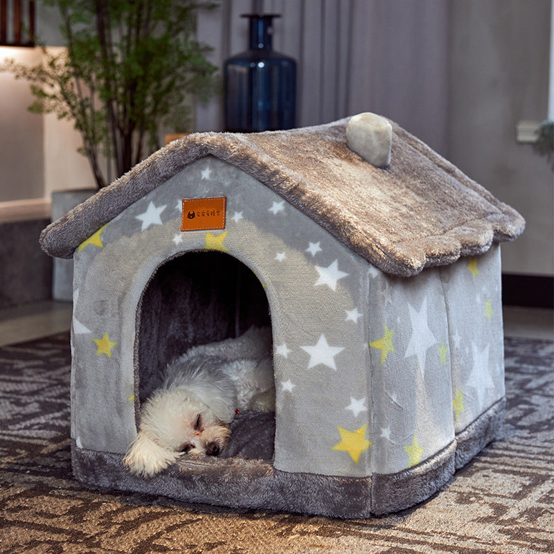 Casa para perros plegable Cama para gatos para mascotas Villa para perros de invierno Perrera para dormir Nido extraíble Sofá cueva cerrado cálido Suministros para mascotas