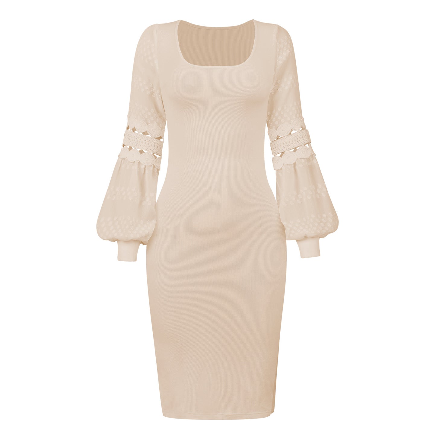 High Sense Of Temperament Elegant Lantern Sleeve Lace Dress