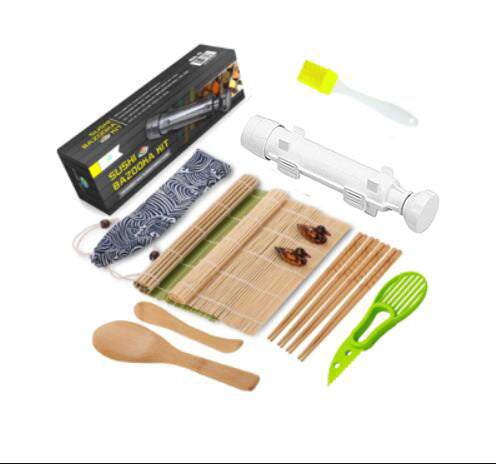 Mould Bamboo Wooden Dish Rolling Curtain Rice Spoon Creative Sushi Set