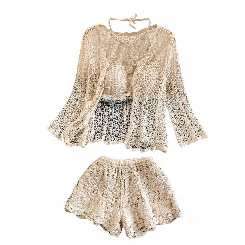 Crocheted Shorts Casual Suit