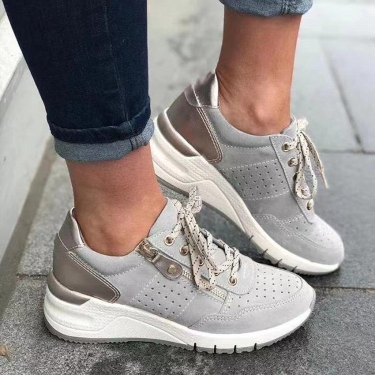 Fashion Lace-up Sneakers Women Cozy Tinck-soled Sports Shoes