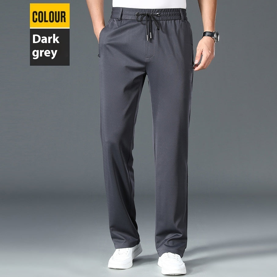 Elastic Waist Men's Loose Straight Stretch Business Casual Pants