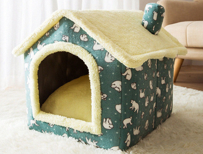 Casa para perros plegable Cama para gatos para mascotas Villa para perros de invierno Perrera para dormir Nido extraíble Sofá cueva cerrado cálido Suministros para mascotas