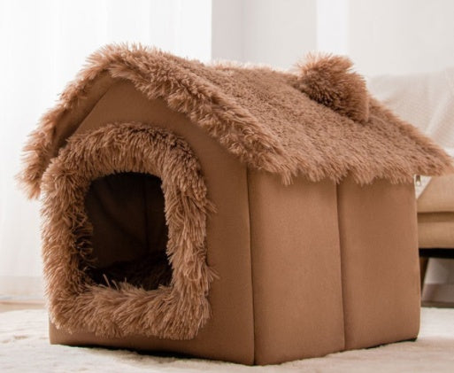 Casa para perros plegable Cama para gatos para mascotas Villa para perros de invierno Perrera para dormir Nido extraíble Sofá cueva cerrado cálido Suministros para mascotas