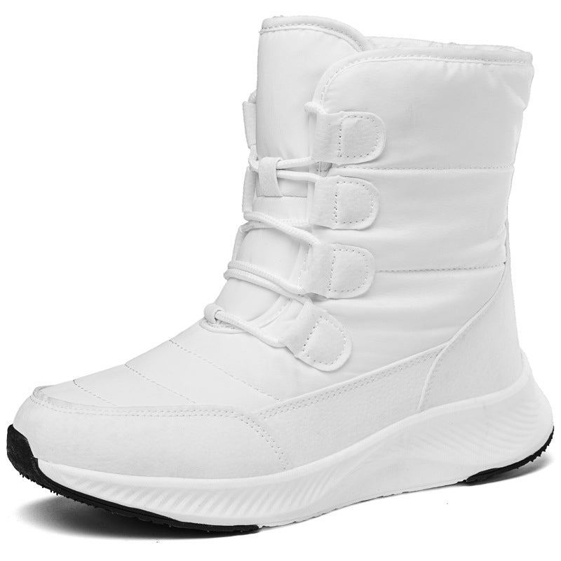 Botas de nieve impermeables para mujer hasta media pantorrilla con cremallera frontal