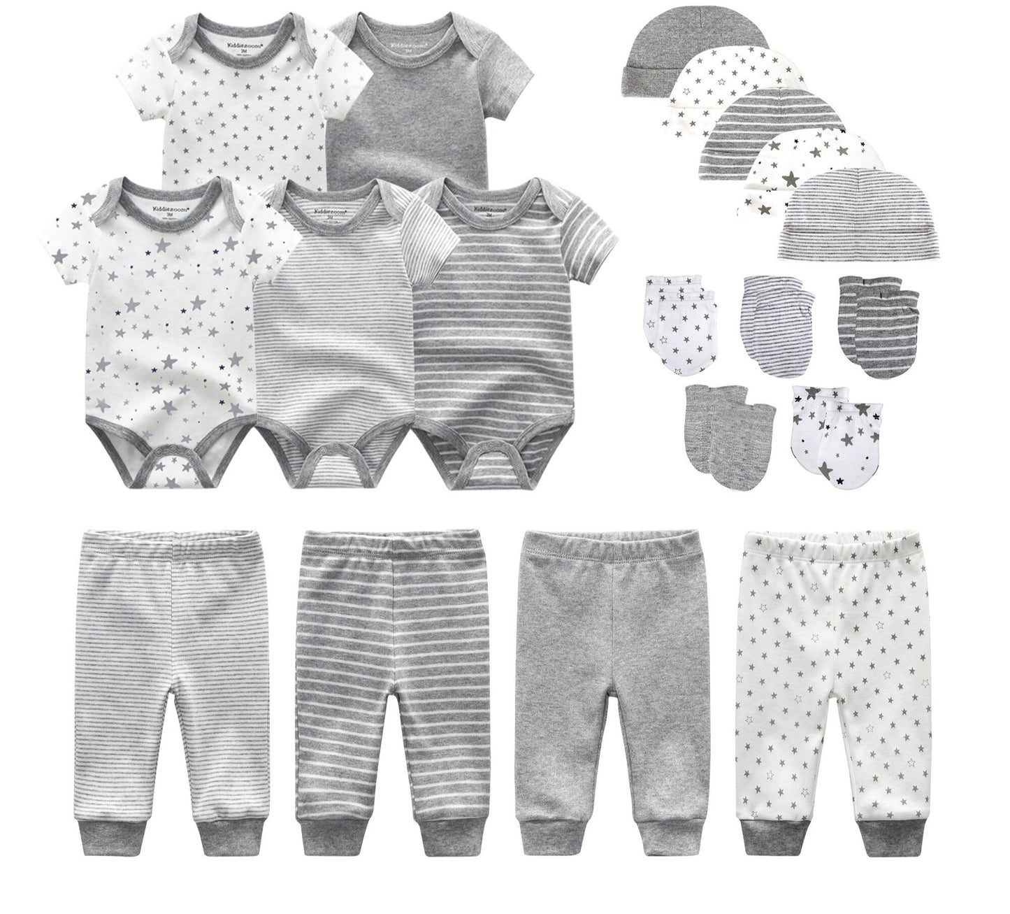 Cotton 19-piece Set Baby Rompers Pants Hat Gloves Combination Suit