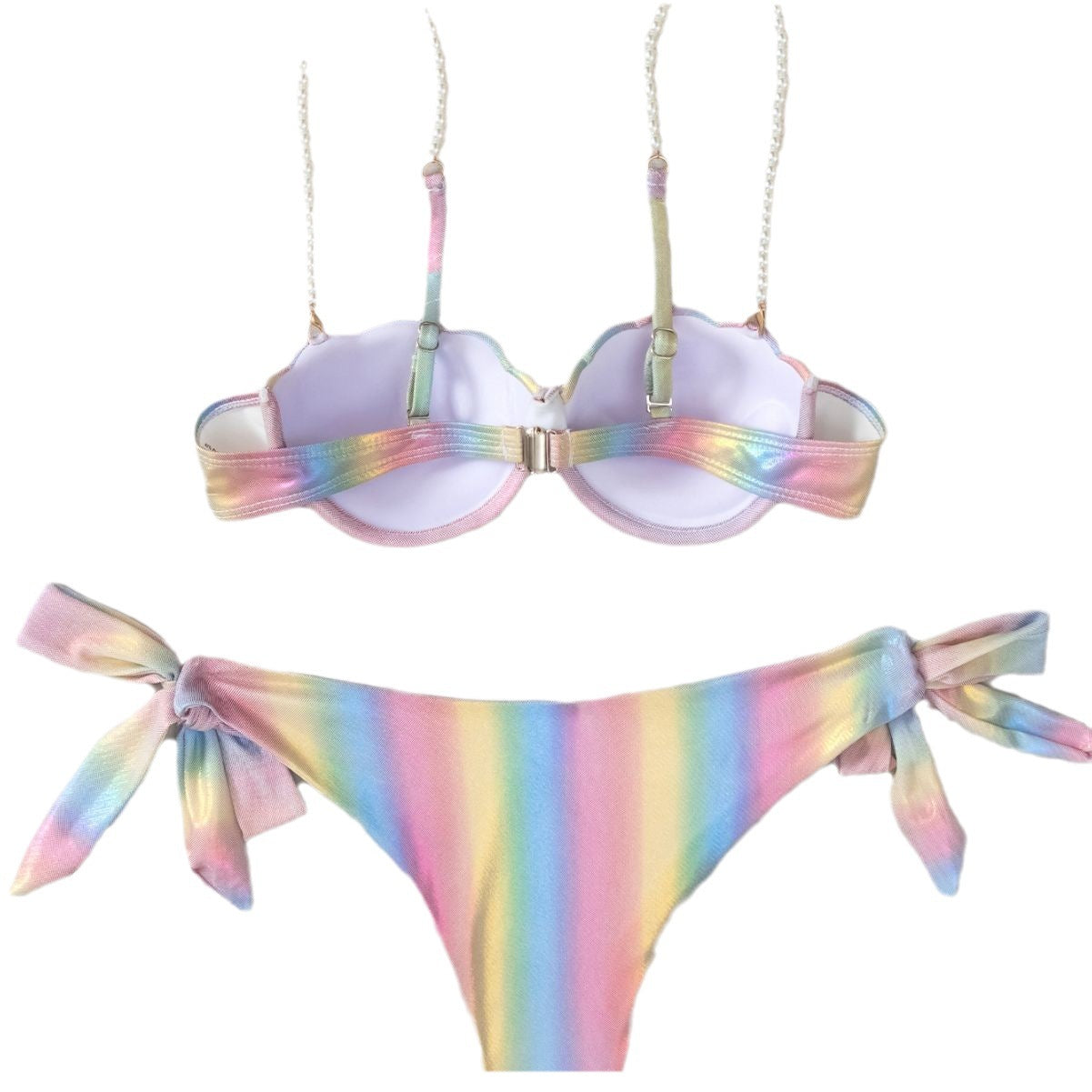 Women's Shell Rainbow Bikini Split Tied Swimsuit