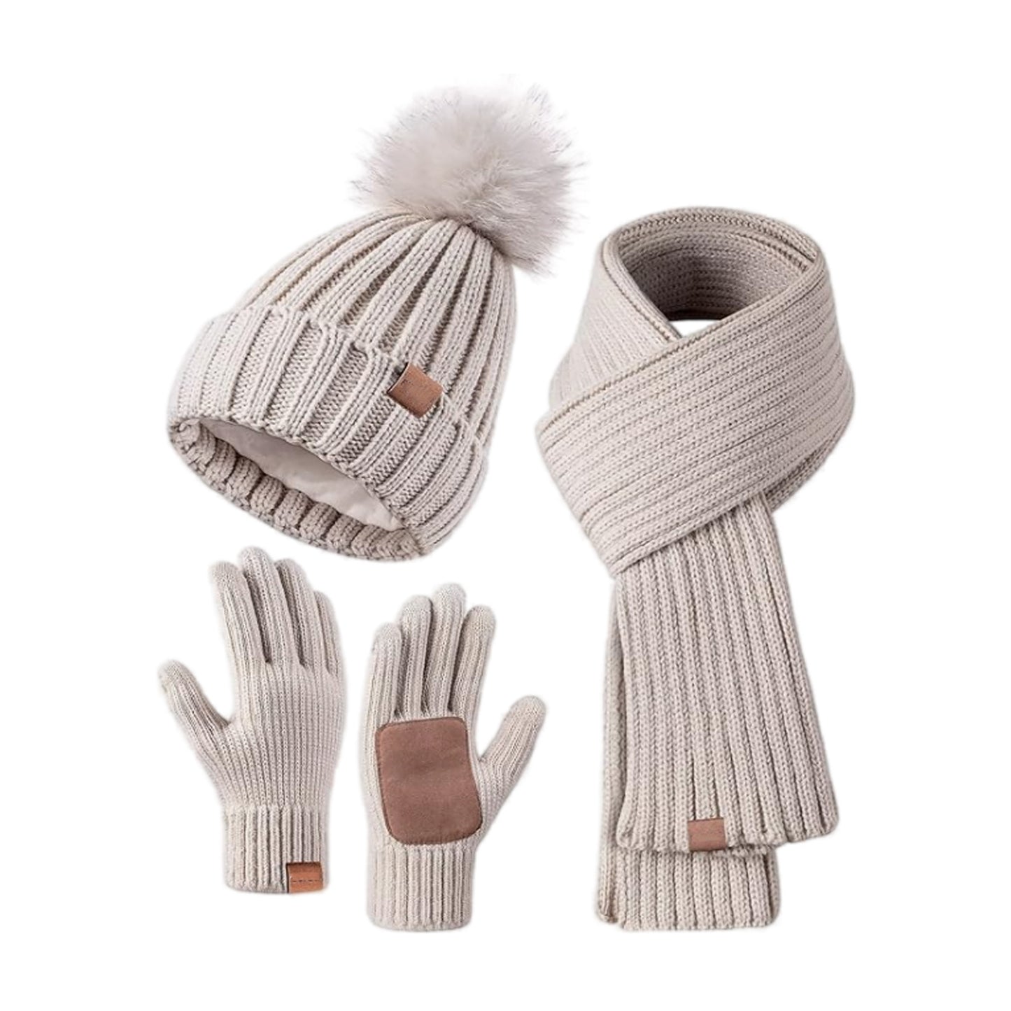 Knitted Hat Scarf Touch Screen Gloves