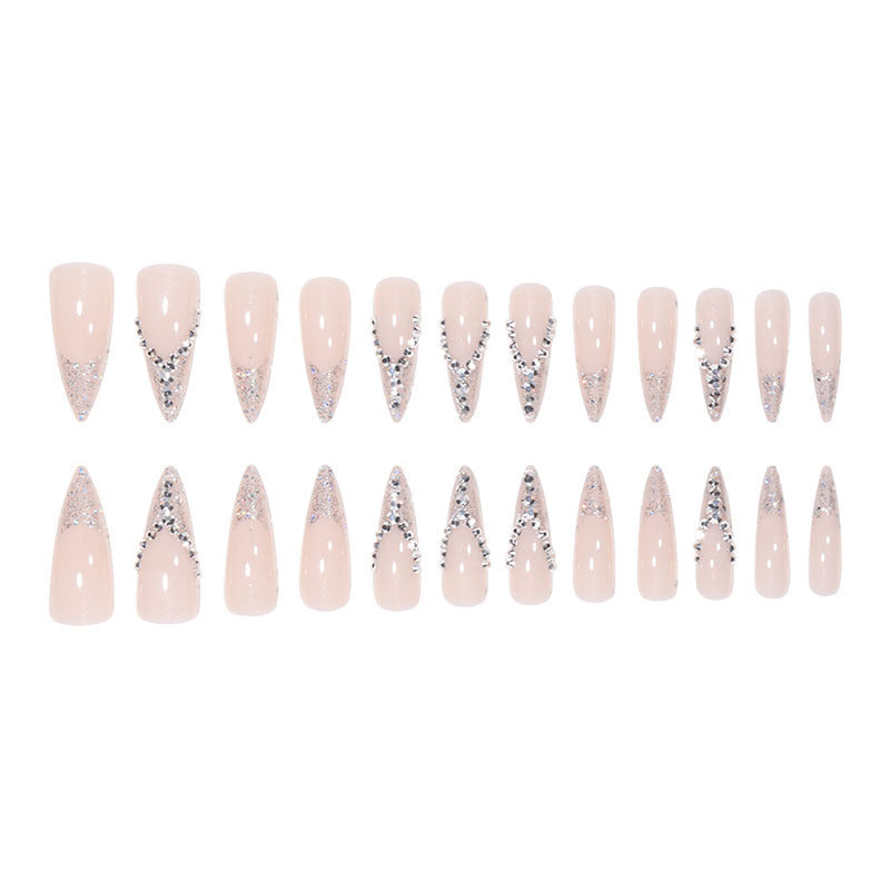 Bride French Diamond Fragments Nail Sticker Long