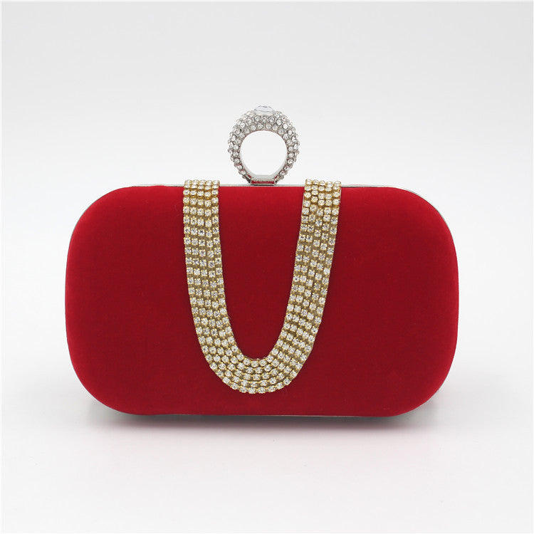 Diamond Evening Bag Velvet Clutch Bridal Dress Bag