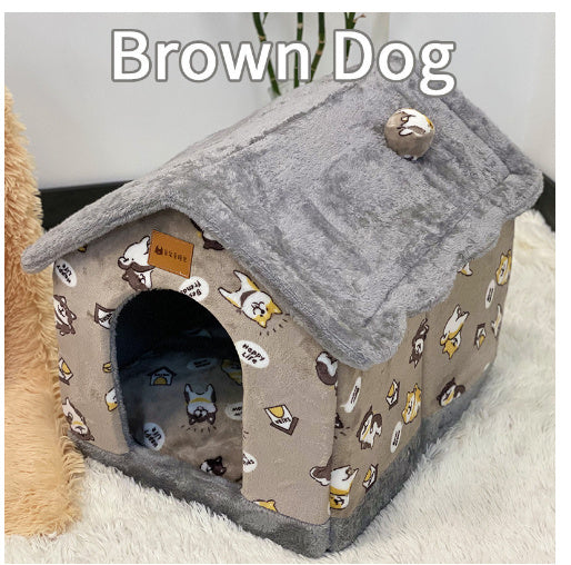 Casa para perros plegable Cama para gatos para mascotas Villa para perros de invierno Perrera para dormir Nido extraíble Sofá cueva cerrado cálido Suministros para mascotas