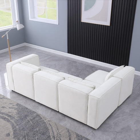 Modular Sofa BEIGE Chenille Fabric, Simple And Grand, The Seat And Back Is Very Soft. This Is Also A KNOCK DOWN Sofa