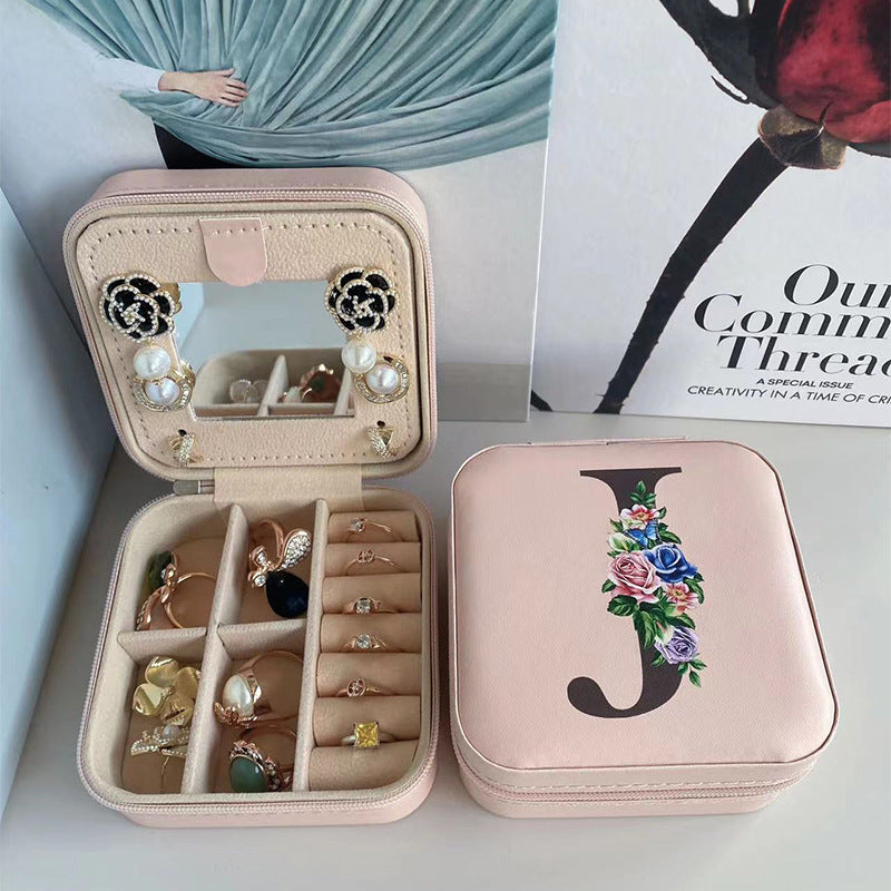 Simple Storage Mirror 26 Printed Letter Jewelry Box