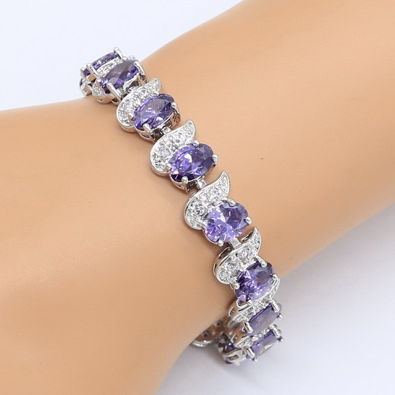 Ladies Wedding Amethyst Silver Jewelry Set