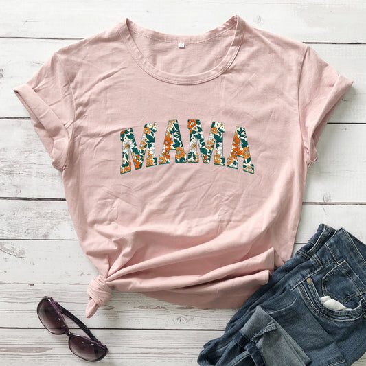 MAMA Camiseta informal con estampado de letras del día de la madre