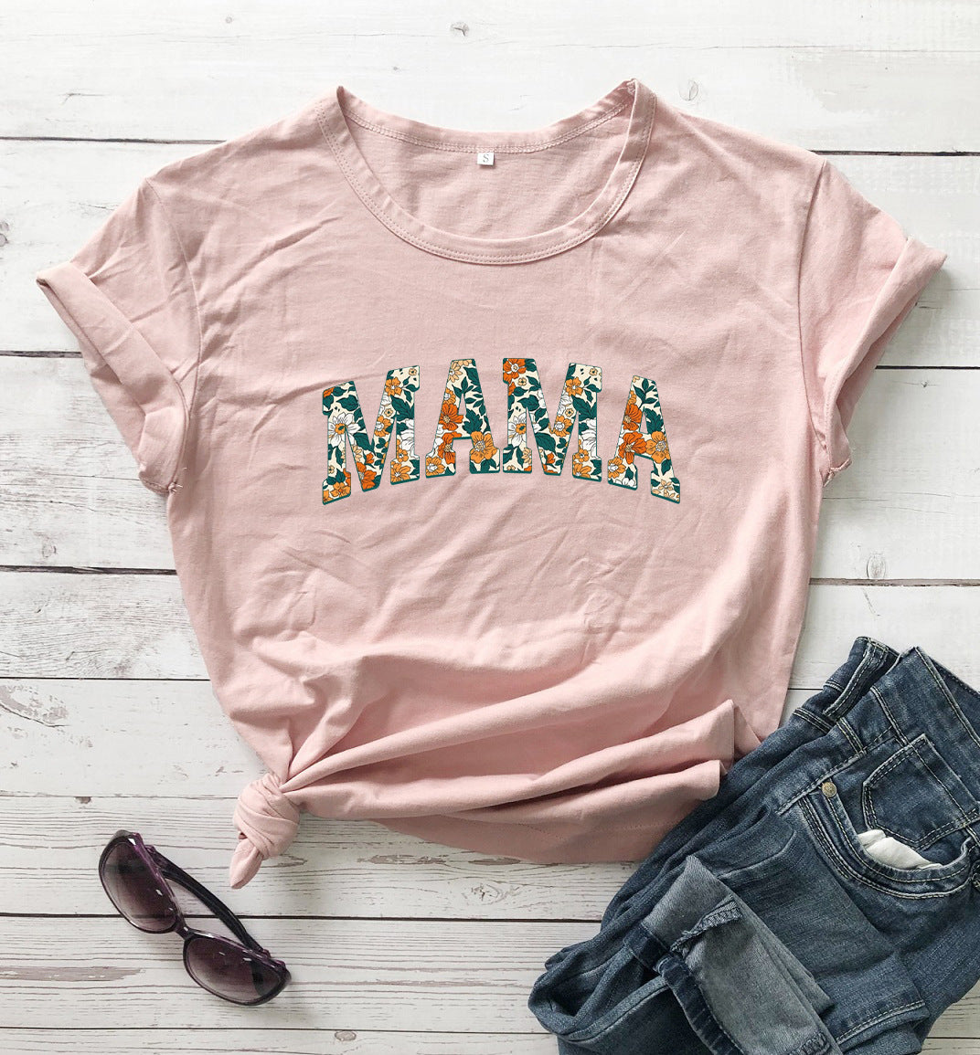 MAMA Camiseta informal con estampado de letras del día de la madre