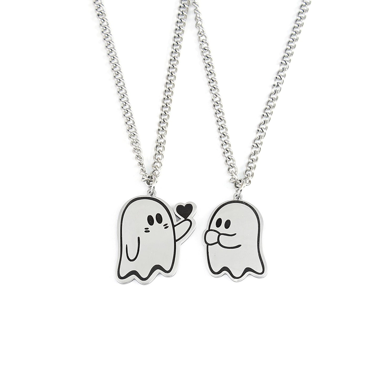 Collar con colgante de pareja de fantasmas de amor lindo de Halloween, accesorios para hombres y mujeres