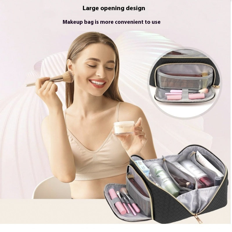 Woven PU Cosmetic Portable Portable Toiletry Bag