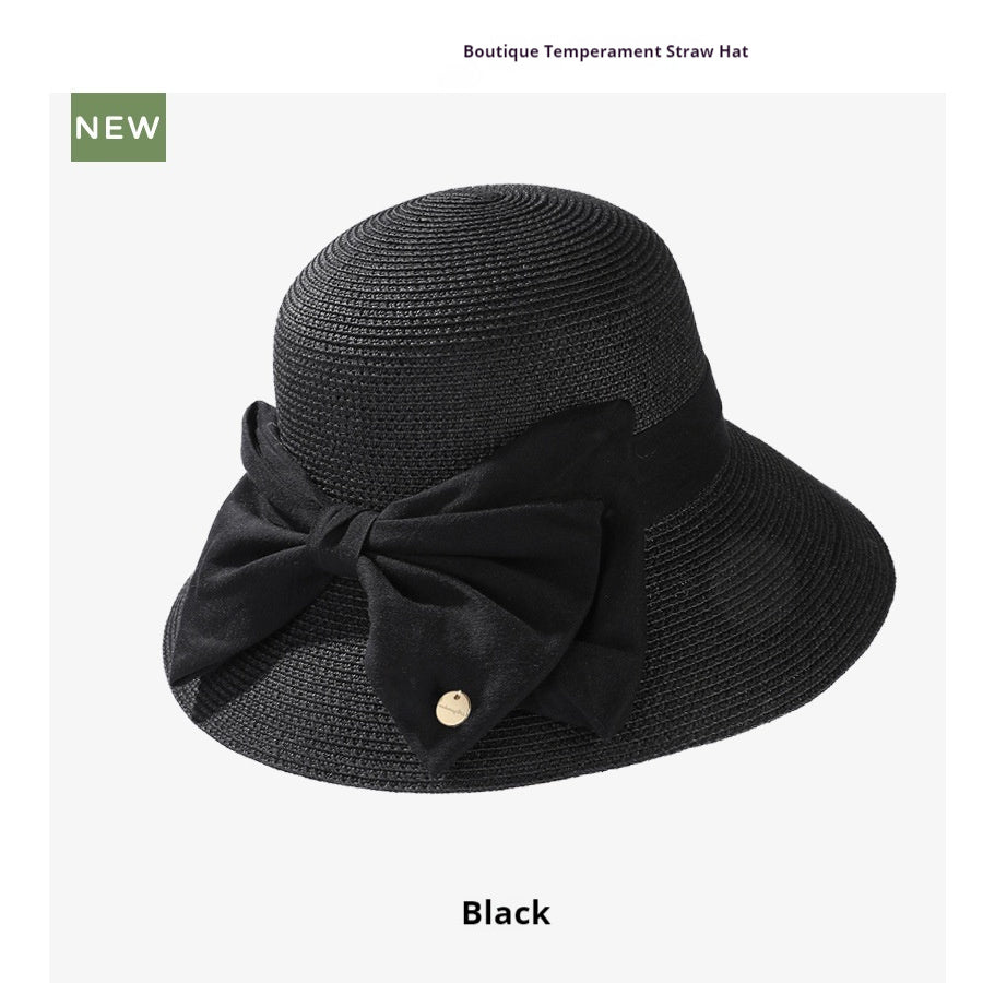 Light Luxury High-end Encryption Straw Summer Wide Brim Show Face Small Temperament Sun Hat