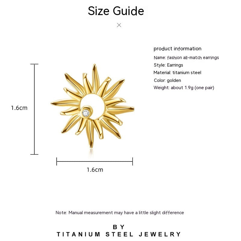 Pendientes de acero y titanio con forma de girasol y estéreo